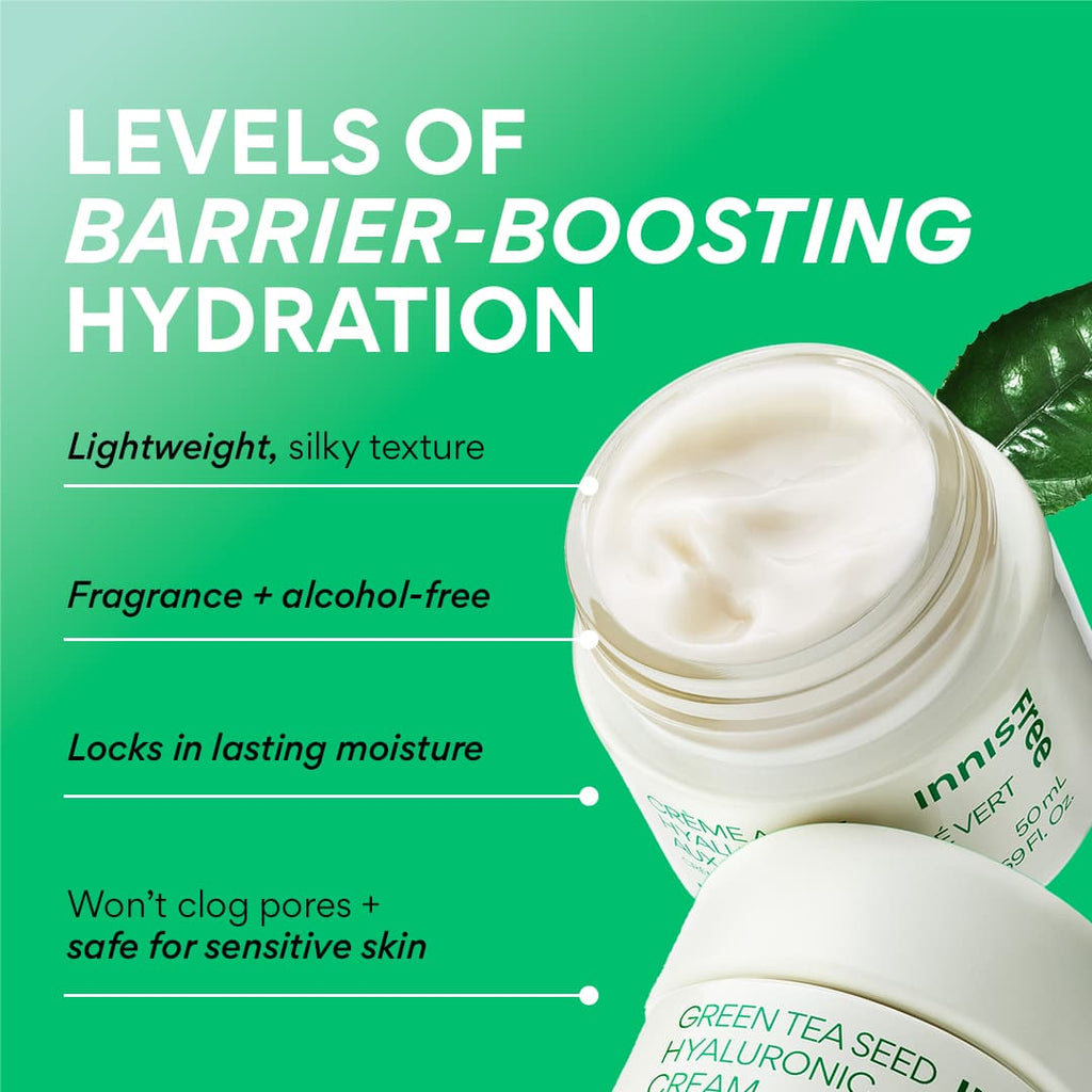 levels of barrier-boosting hydration: green tea cream benefits