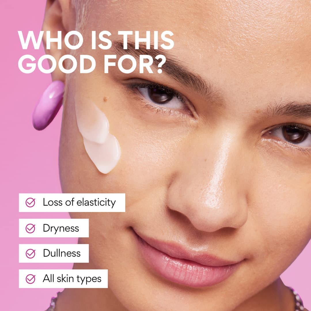 who is this good for? loss of elasticity, dryness, dullness, all skin types